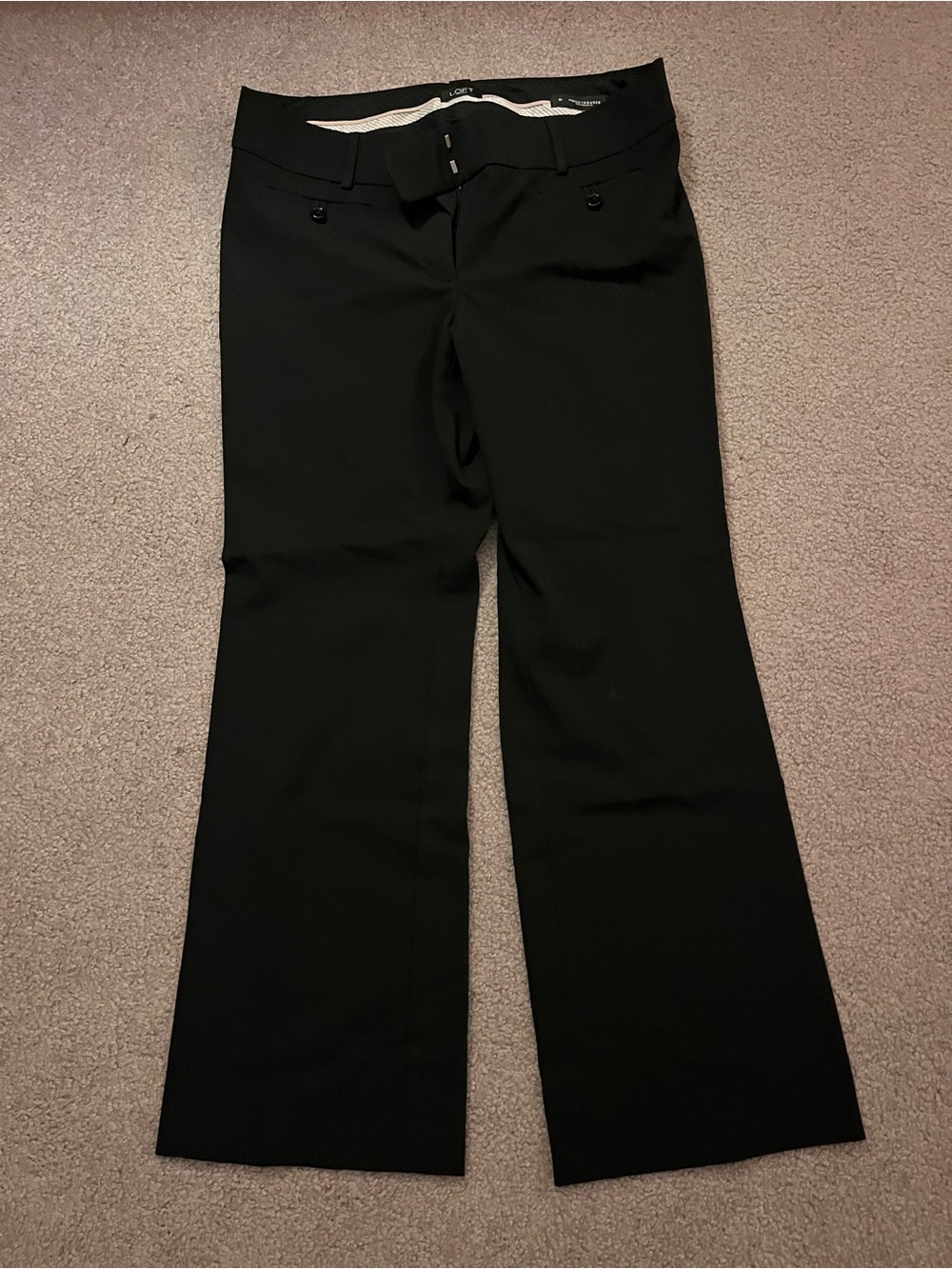 LOFT Black Boot-Cut Work Pants with Slight Flare